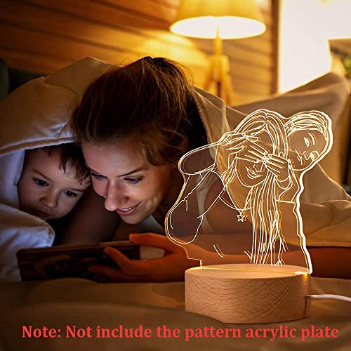 HYNNIO 4 Pack 3D Led Night Light Lamp Base, 3D Wood Light Base, Includes Remote Control, Charger Cable, Adjustable 7 Colors Lights Base HYNNIO