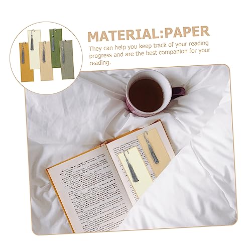 Tofficu 5pcs Paper Bookmarks Handwriting Books Blank Bookmarks Cotton Thread Bookmarks for Book Lovers Unfinished Page Markers Calligraphy Bookmark Tofficu