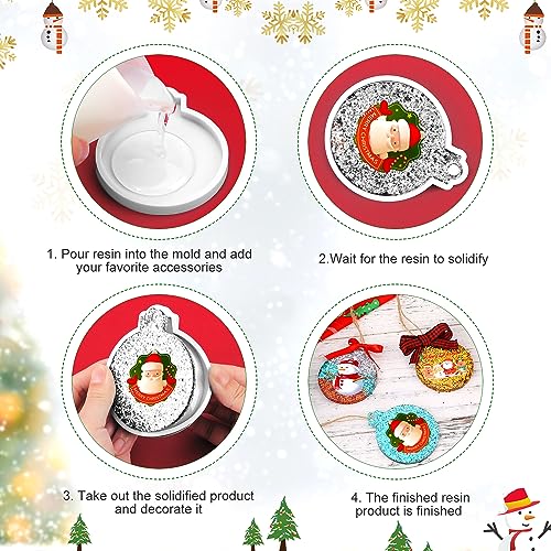 6pcs Christmas Resin Molds Silicone, 3 Designs Soft Christmas Pendant Mold with Hole Christmas Ornament Resin Molds for DIY Crafts Jewelry Making BOXOB