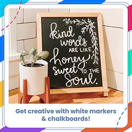 Chalkola 5 White Chalk Markers for Chalkboard Signs, Blackboard, Car Window, Bistro, Glass | 5 Variety Pack - Thin, Fine Tip, Bold & Jumbo Size Chalkola