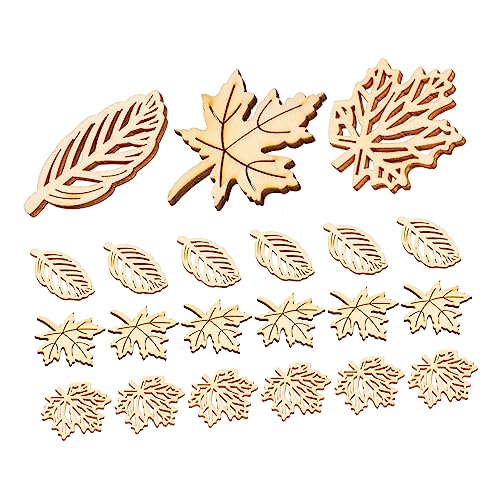 DECHOUS 40pcs Wood Decor Woodsy Decor Unfinished Wood Crafts Crafting Ornament Wood Ornaments for Crafts Maple Leaf Wood Decorations Wood Chips Patch DECHOUS