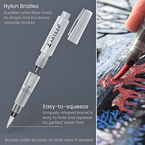 ARTEZA Iridescent Watercolor Paint Set, 12 Metallic Pearl Colors Half-Pans, Waterbrush included, Reusable Semi-Moist Glitter Paint, Non-Toxic, Art ARTEZA