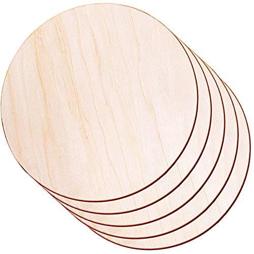 Round Wood Discs for Crafts, Audab 5 Pack 14 Inch Wood Circles Unfinished Wood Rounds Plaque for Door Hanger, Door Design, Wood Burning Audab
