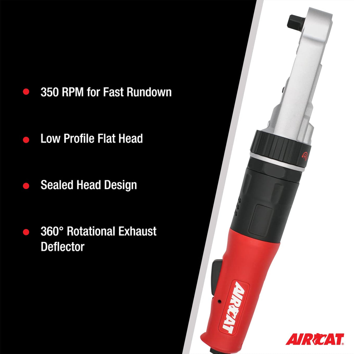 AIRCAT Pneumatic Tools 809-SH-5: Sealed Flat Head Ratchet 350 RPM, 60 ft-lbs Maximum Torque - 1/2-Inch AIRCAT
