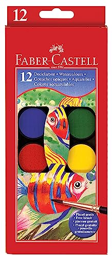 Faber-Castell Watercolor Paint Set With Brush - Premium Washable Watercolors for Kids, Multicolor, 1 count (pack of 1) Faber-Castell