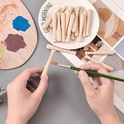 OLYCRAFT 60pcs Unfinished Mini Wooden Baseball Bats 3 Inch Half Drilled Natural Wood Baseball Bat Unpainted Baseball Bat Beads for Keychain OLYCRAFT