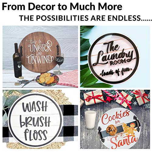 Unfinished Wood Rounds for Crafts - 2 Pack of 14 Inch Diameter Reversible Wood Circles with Real Wood Veneer That Will Not Warp, Wood Slices with CADE + KAI