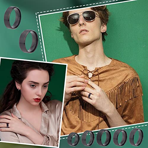 UNICRAFTALE 18Pcs Black Stainless Steel Plain Band Ring 9 Sizes Laser Inscription Blank Finger Ring Metal Hypoallergenic Wedding Classical Ring for UNICRAFTALE