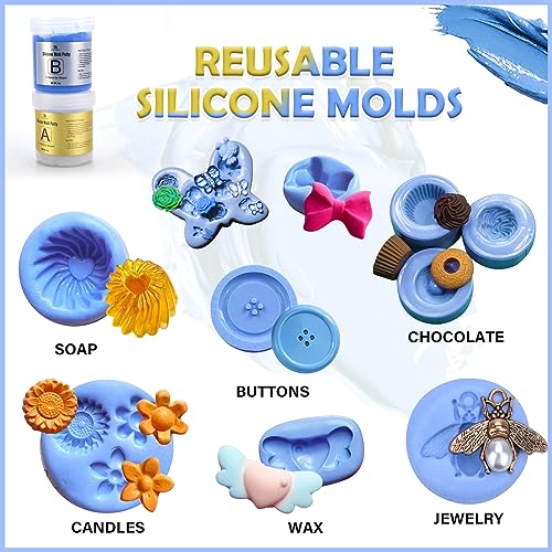 Silicone Putty - 7/8 LB Flexible Silicone Mold Making Kit for Reusable Silicone Molds Making - Easy 1:1 Mixing Ratio Fast Cured Molding Putty for DecorRom