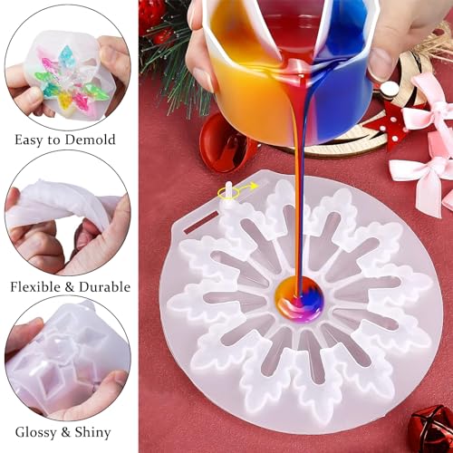 Christmas Resin Molds 8Pcs 3D Ice Crystal Snowflake Silicone Epoxy Resin Mold Soap Keychain Jewelry Casting Silicone Mold for Christmas Tree Home OMDBAGD