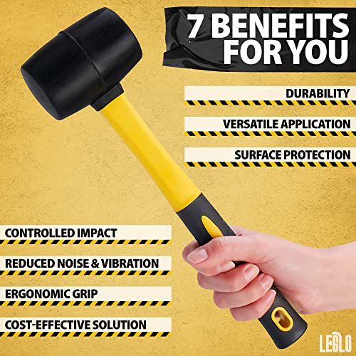 Rubber Mallet Hammer Wood Tools Woodworking - 24 Oz Camping Hammer Handle Soft Blow Mallet Hammer Rubber - Small Hammers For Crafts Tent Stake Hammer LEGLO