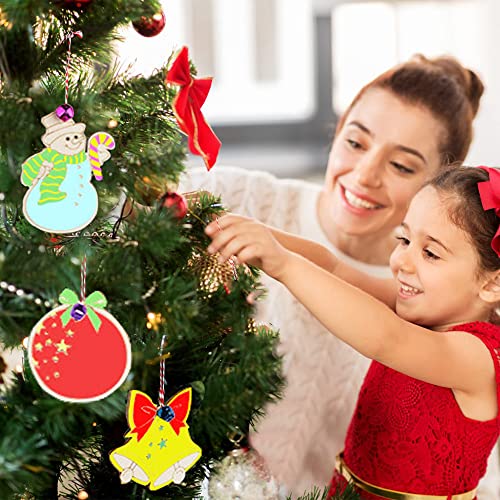 OurWarm 48pcs Wooden Christmas Ornaments Crafts for Kids, Unfinished Wood Slices Ornaments, DIY Crafts Christmas Ornaments Set for Christmas Tree OurWarm