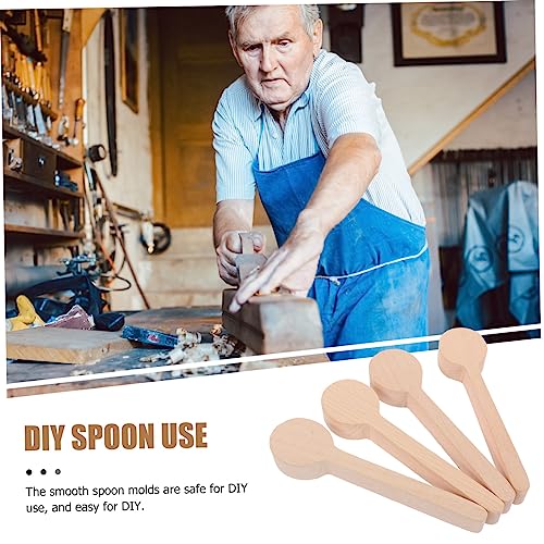 COHEALI 4pcs Unfinished Wooden Spoon Carving Spoons Blank Wood Whittling Kit Spoon Condiments Spoons Spoon Whittler Handmade Tableware Unfinished COHEALI