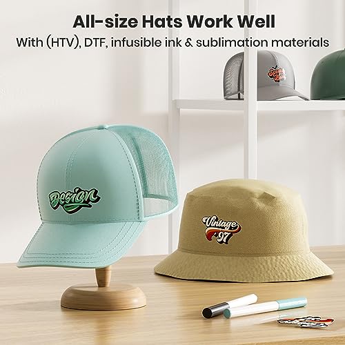 JESIMAIK Hat Press, Heat Press Machine for Caps with 3.15"×5.5" Curved Heating Element & Silicone Platen - No Crease, LCD Digital Temperature & Timer JESIMAIK