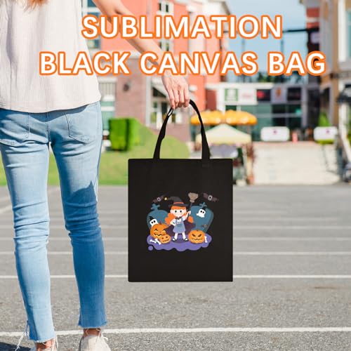 OKBA 10 PCS Tote bag,black canvas bags bulk, scrawl shopping bag,blank canvas tote bags for DIY craft and decorative craft 12.2 * 14.2 inches(31 * OKBA