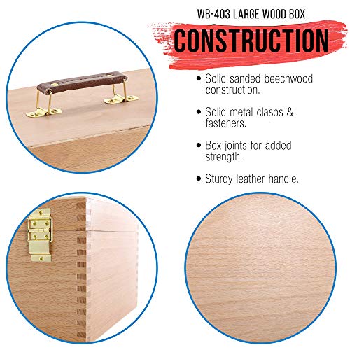 US Art Supply Artist Wood Pastel, Pen, Marker Storage Box with Drawer(s) (Large Tool Box) US Art Supply