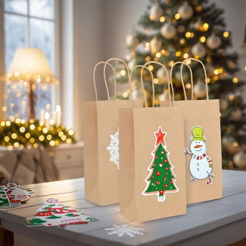 Juvale 50-Pack Small Brown Gift Bags with Handles - Small Kraft Paper Bags for Birthday, Retail, Crafts (3.5x2.4x7 in) Juvale