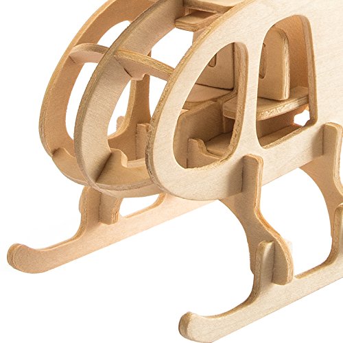 3D Wooden Puzzle Helicopter Model Creative Puzzle Model Kits DIY Toys 32-Piece Build Car Kit PONTE COLLECTION