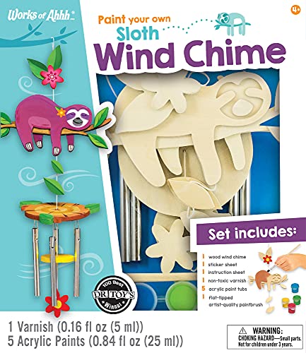 Works of Ahhh Craft Set - Sloth Wind Chime Classic Wood Paint Kit Works of Ahhh...