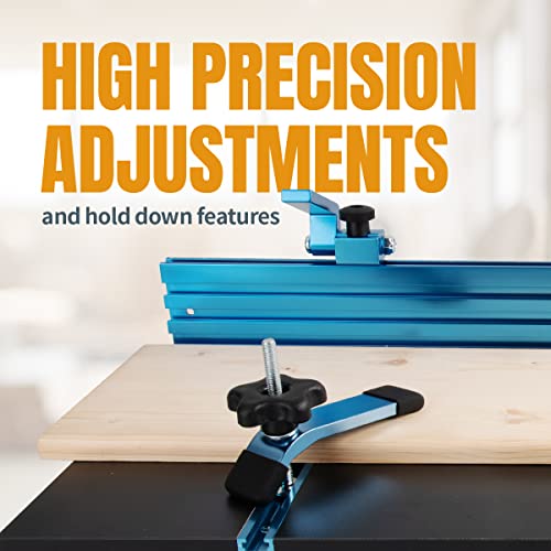 POWERTEC 24" Drill Press Fence Set w/T Slot Fence, Mounting Brackets, Flip Stops, Hold Down Clamps, Hardware for T-Slot Drill Press Table Tops, 71633 POWERTEC