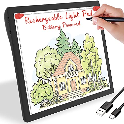  LED Light Pad, ELICE A4 Wireless Battery Powered Light Pad  Artcraft Tracing Pad Light Box Dimmable Brightness Rechargeable Light Board  with Bag for Artists Drawing Sketching Animation X-ray Viewing