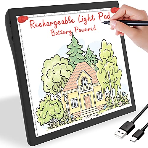 Rechargeable Light Box for Tracing Board Portable Cordless Light Pad Drawing A4 LED Trace Lights, Golspark Wireless Battery Operated Copy Board GOLSPARK