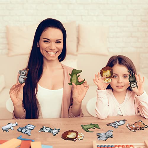 Geetery 12 Pcs Woodland Animals Wooden Animal Cutout Shapes Forest Painted Woodland Baby Shower Decorations Woodland Creatures Wood Table Geetery