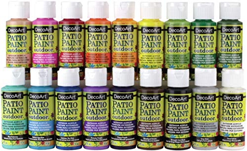 DecoArt Patio Paint Outdoor Acylic, Set of 18 Colors, 2 fl oz DecoArt