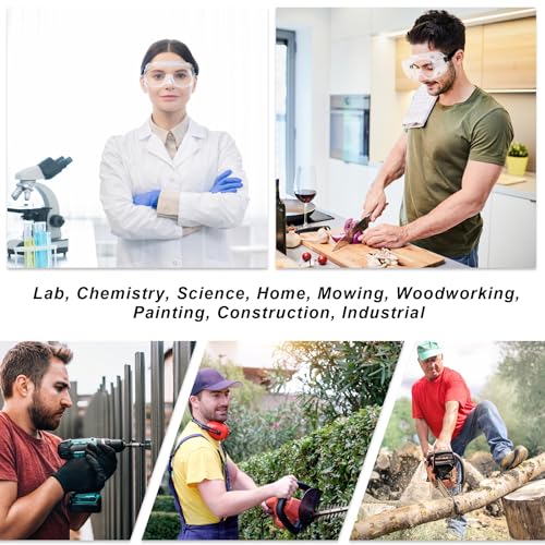 Honmein 2-Pack Safety Goggles, Anti-Fog Lab Goggles, Over Glasses Safety Glasses for Chemistry Lab, Mowing, Woodworking, Painting, Construction, Honmein