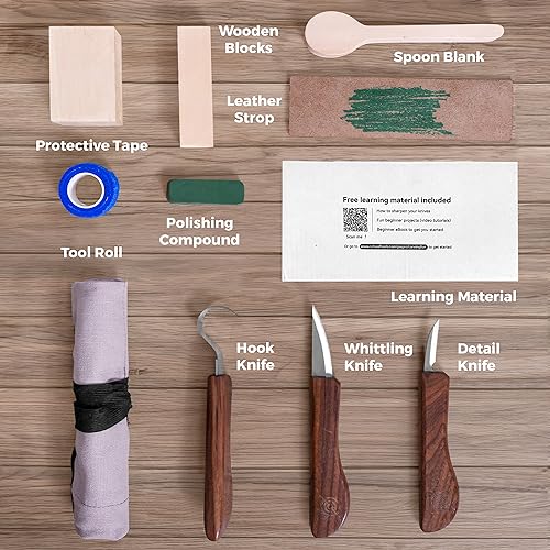 Schaaf Wood Carving Tools Knife Kit | Wood Carving Kit Includes Detail Whittling Knife, Sloyd Carving Knife, Spoon Carving Knife, Basswood Carving Schaaf Wood Carving Tools