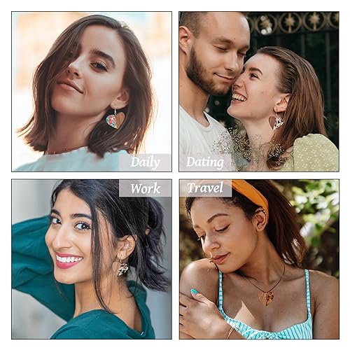 Craftdady 16Pcs Resin Wood Heart Charms with Gold Foil 8 Colors Walnut Wooden Pendants Earring Blank Charms for Women Boho Earrings Crafts DIY Craftdady