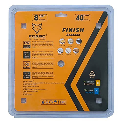 FOXBC 8-1/4 Inch Table Saw Blade 40 Tooth, Replacement for Freud Diablo D0840, DeWalt DWA181440 Finishing Circular Saw Blade, DeWalt DWE7485 Table FOXBC
