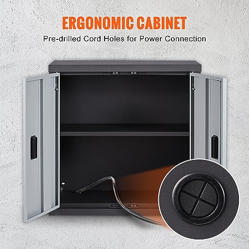 VEVOR Metal Garage Locker Mounted 26" Small Tool Chest 240 LBS Loading Capacity Adjustable Shelf Magnetic Door File for Warehouse Office Home Black VEVOR