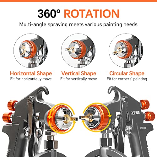 REFINE Spray Gun, Siphon Air Spray Gun, 1.8mm Nozzle, 1000CC Aluminum Cup, Special Process, Easy to Clean, Paint Gun, Automotive Paint Spray Gun, REFINE
