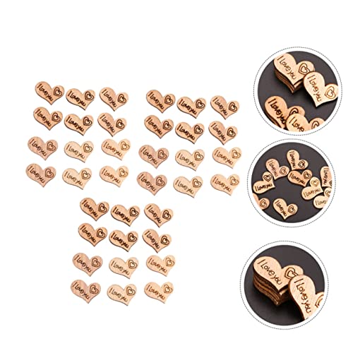 Yardenfun 200pcs Heart Shaped Wood Chips Wooden Embellishments Wood Heart Guest Book Heart Charm Unfinished Wooden Heart Cutouts Wood Discs for Yardenfun