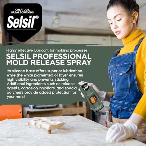 SELSIL Silicone Mold Release Aerosol Spray (13.5 fl oz) Professional Resin Mold Releaser, Non-Stick, Fast-Drying & Easy Mold Removal, (Pack of 1) selsil