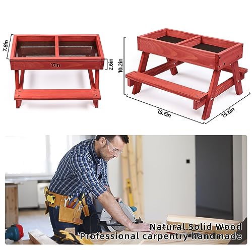 Chicken Picnic Table, Chicken Feeder No Waste Handmade Wooden, Large DIY Chicken Feeder Kit, Wild Bird, Duck & Squirrel Feeders, Mesh Bottom Keep CHTSJQW