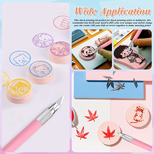 6 Pcs 2"x2" Rubber Block Stamp Carving with and Rubber Stamp Carving Tools - Carving Rubber Stamp for Printmaking, Printing (6 Pcs Square Rubber RNKP