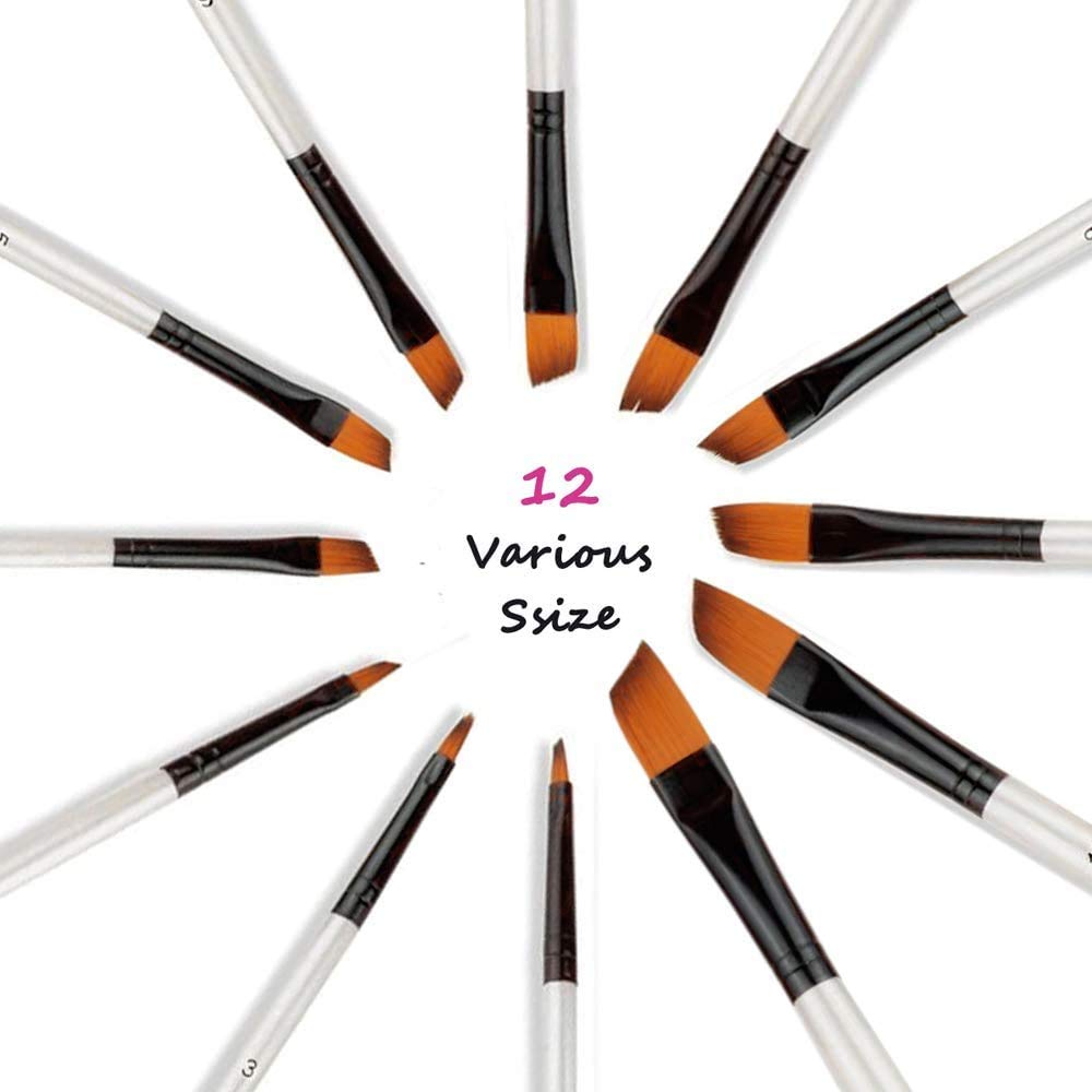 GETHPEN Watercolor Paint 48 Colors, Angular Paint Brushes Nylon Hair Angled Watercolor Pait Brush Set GETHPEN