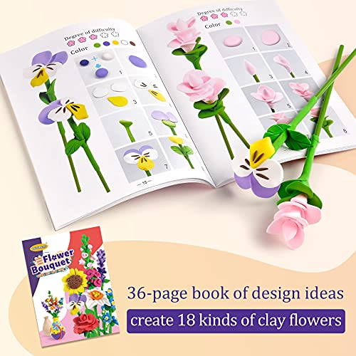 Drama Planet Flower Craft Kit for Kids, Make Your Own Flower Bouquet with Air Dry Clay, Arrange Clay Flowers & Create Personalized Art, Great Gifts Drama Planet