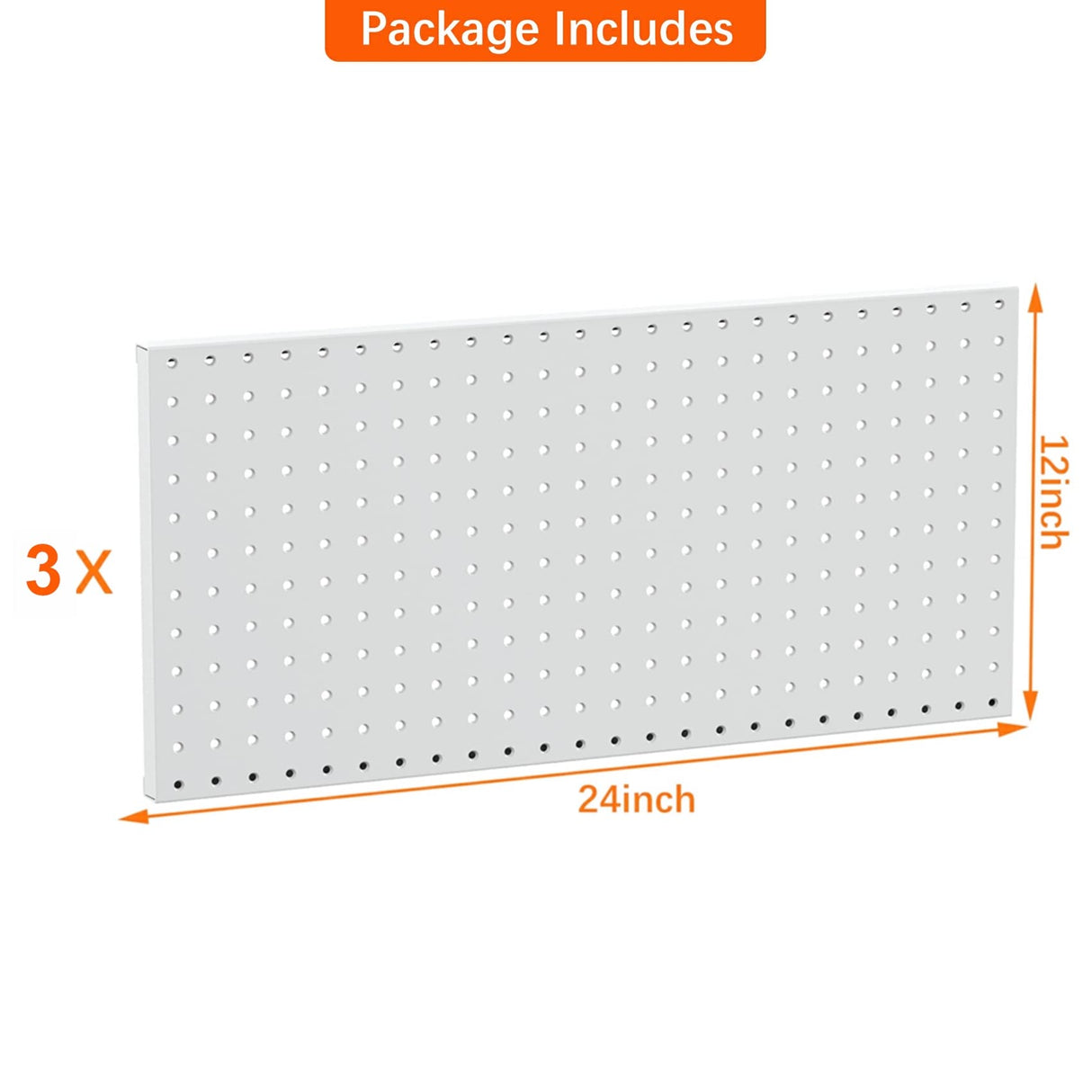 TORACK 3Pcs Metal Pegboard Panels for Wall Garage Utility Tools Pegboard Storage System for Workbench, Shop, Shed Modular Peg Board Organizer Board TORACK