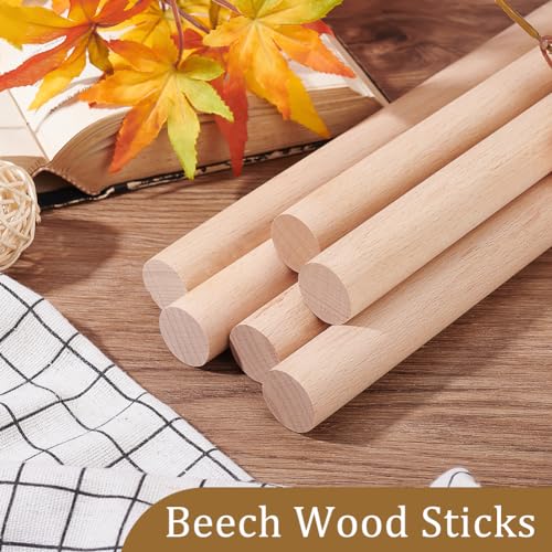 OLYCRAFT 6Pcs Dowel Rods Wood Sticks 17.7 inch Long Unfinished Wooden Sticks 1 Inch Diameter Beech Wood Sticks Blank Wooden Dowel Rods Wooden Dowel OLYCRAFT