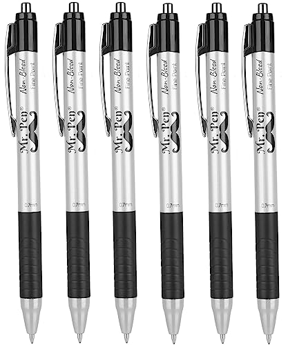 Mr. Pen No Bleed Pens, Bible Pens, Fine Tip, Black, Pack of 6 Mr. Pen