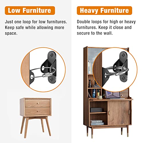 Ougourim Furniture Anchors (10 Packs) Anti Tip Furniture Anchors for Baby Proofing, Furniture Wall Anchor Earthquake Straps for Furniture Dresser Ougourim