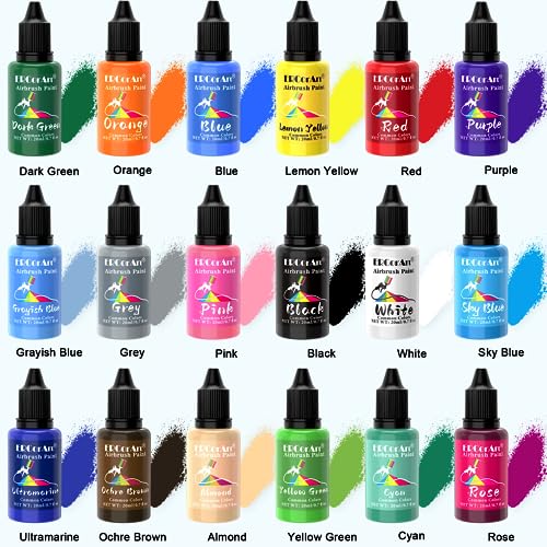 Airbrush Paint Set - 30 Colors Airbrush Paint with 2 Cleaning Brush, Ready to Spray Airbrush Kit, Water Based Acrylic Air Brush Paint for Metal, ERCorArt