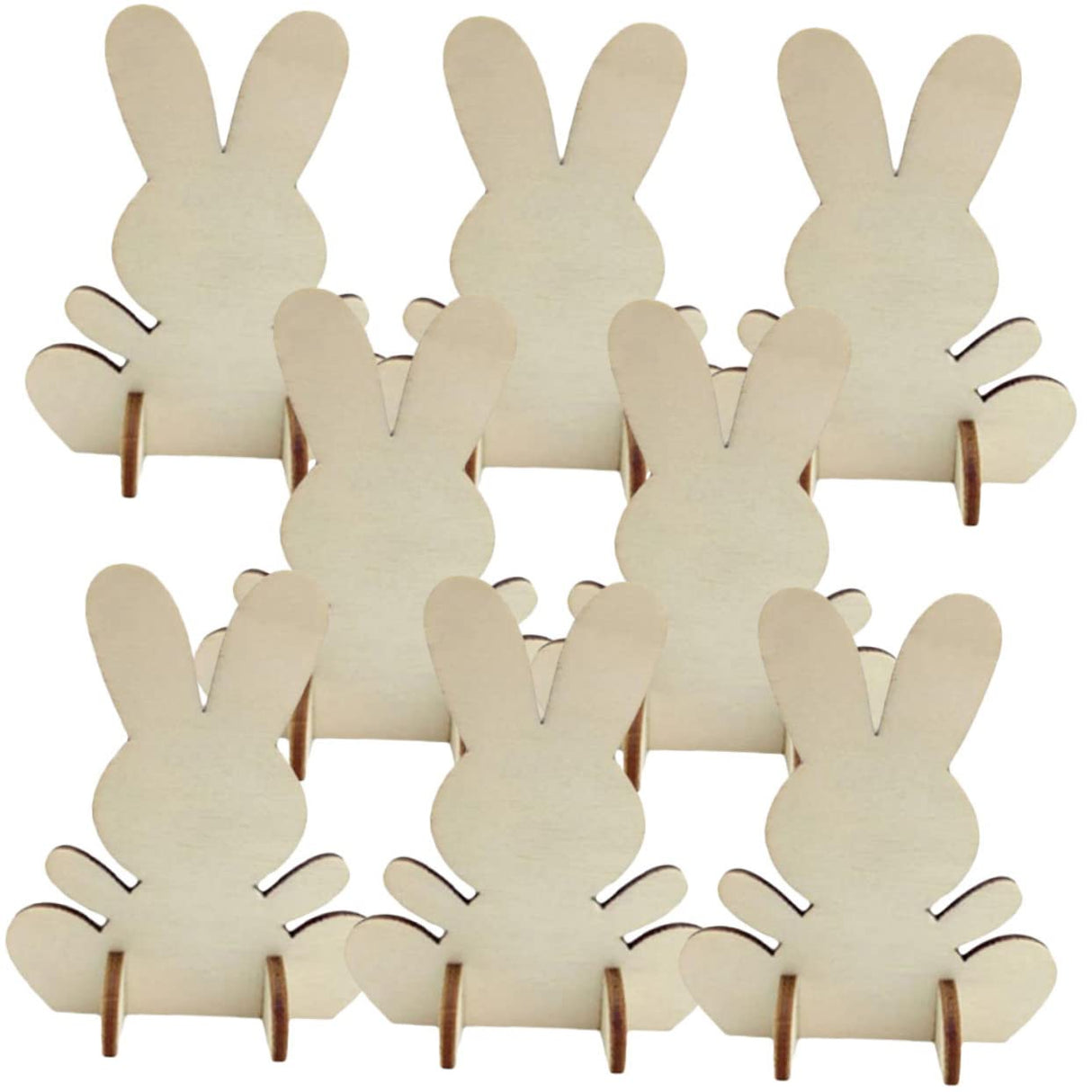 Kisangel 16 pcs DIY White Embryo Rabbit Unfinished Wood Planks Farmhouse Easter Decor Wood Rabbit Slices Indoor Easter Decorations Unfinished Wood Kisangel
