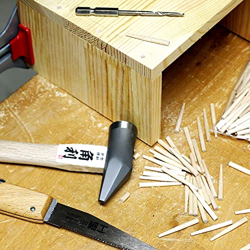 KAKURI Wooden Nails for Woodworking 3/16 inch (4.7mm), Tapered Wooden Dowel Rods for Crafts and Small Furniture, Natural Japanese Beechwood, Bulk 300 KAKURI