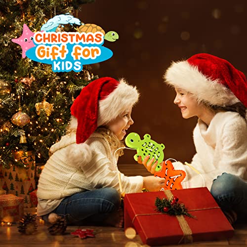 KLT Wooden Lacing Threading Toys for Toddlers Fine Motor Skills, 1 Turtle 1 Starfish Car Airplane Toddler Travel Toys, Wood Puzzle Educational Gifts KLT