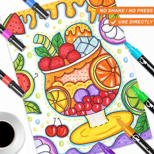 Acrylic Paint Pens Markers, 24 Colors Dual Tip Acrylic Paint Pens for Rock Painting, Wood, Canvas, Stone, Glass, Ceramic Surfaces, DIY Crafts Making TANMIT