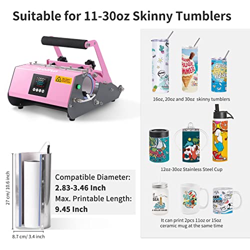 Sublifun Pink Tumbler Mug Heat Press Machine 30 OZ 20 OZ 16 OZ Sublimation Straight Skinny Tumbler Mug Sublimation Print 11 OZ 15 OZ Sublimation Mug Sublifun